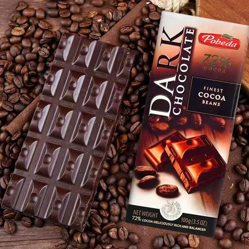 俄罗斯进口巧可胜牌纯可可脂黑巧克力100克排块巧克力黑巧
