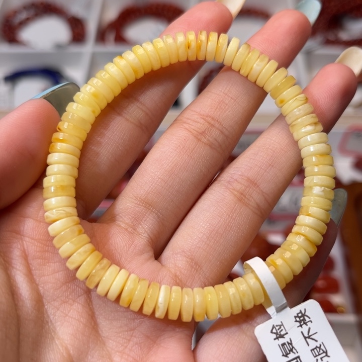 蜜蜡未镶嵌手链精工直切药片蜜蜡7mm