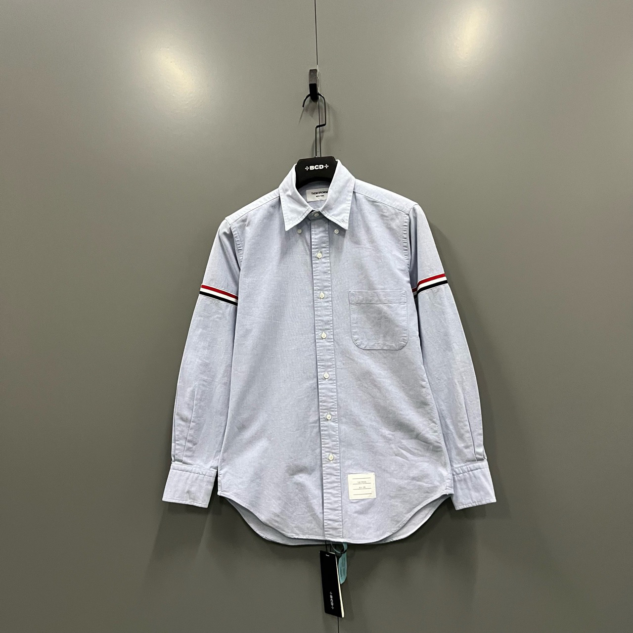 95新 THOMBROWNE （jp）313 Thom Browne 浅蓝色条纹长袖衬衫 1码