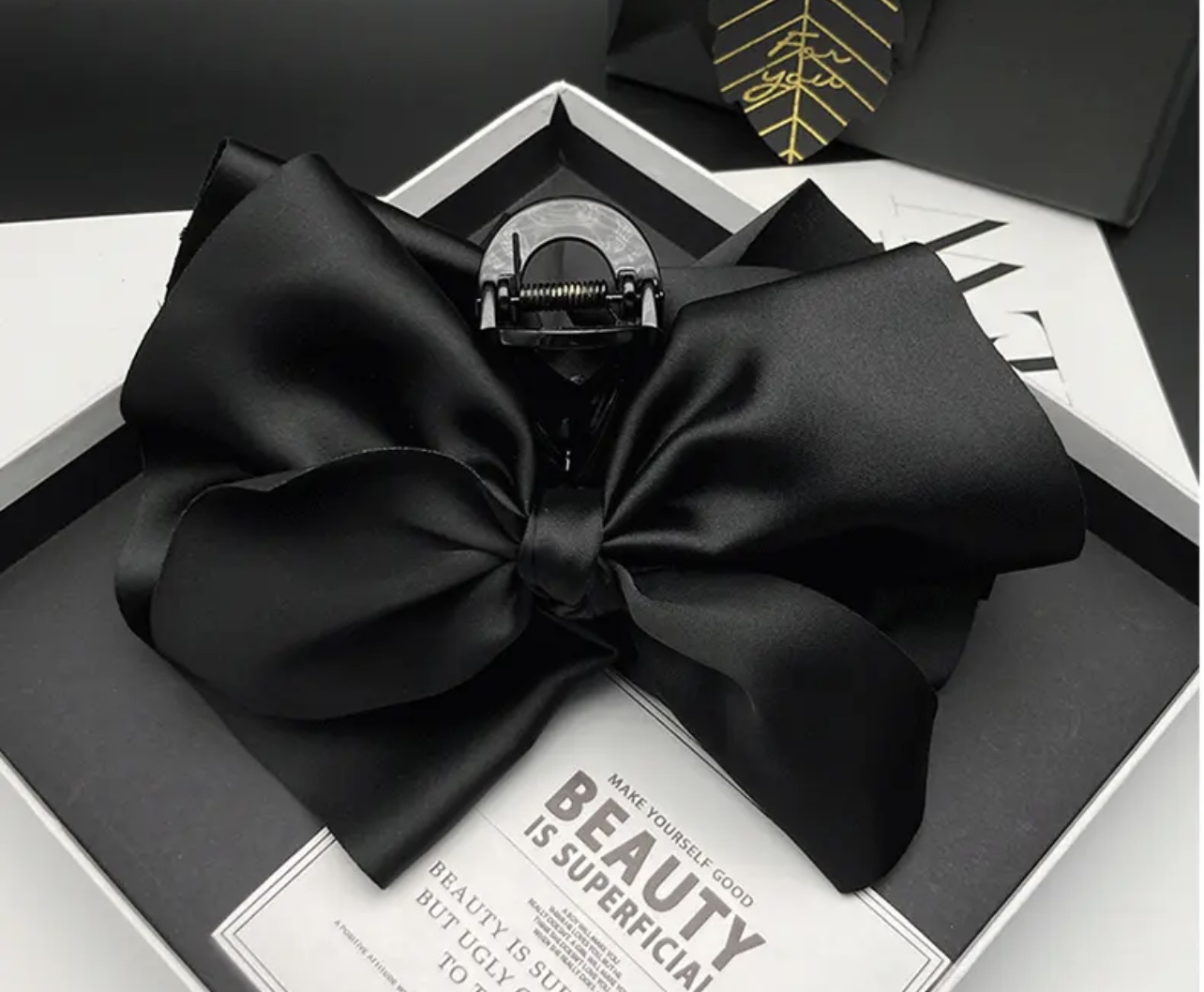 艺琳定制【超大13厘米抓夹】千金风多层灵动缎面蝴蝶结夹气质超大