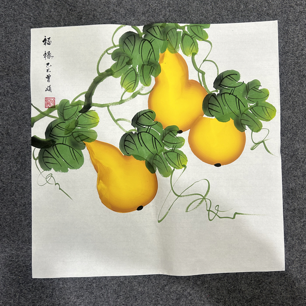 曾娟手绘葫芦画芯尺寸50X50老师随笔同款任发