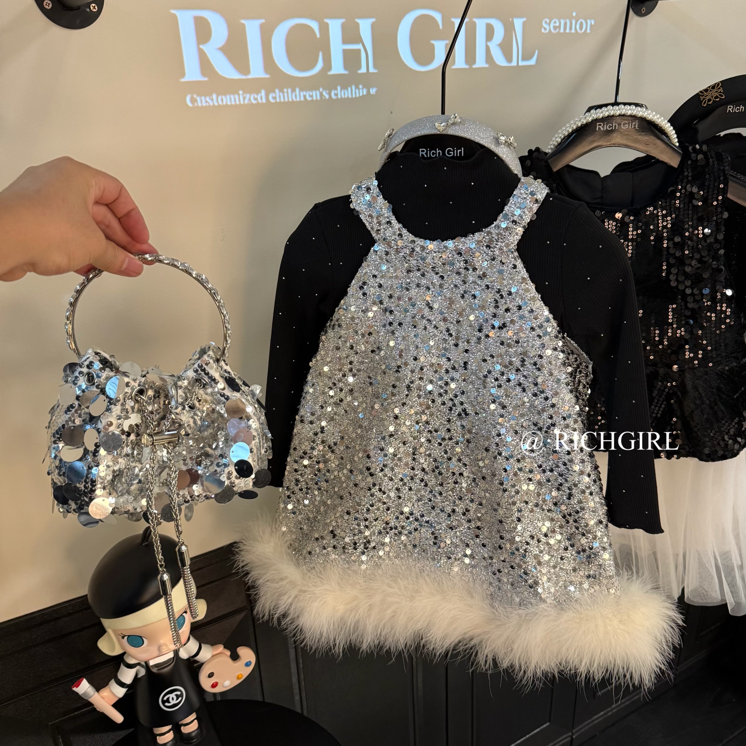 现货【Richgirl定制】满钻打底衫&闪闪亮片背心裙