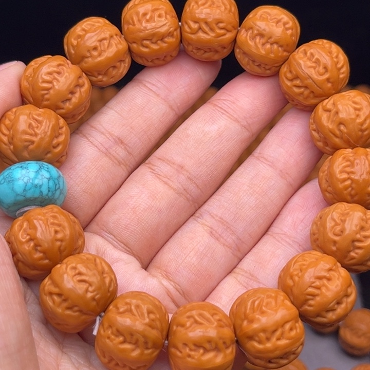 猴头核桃吊坠17麻花串绿