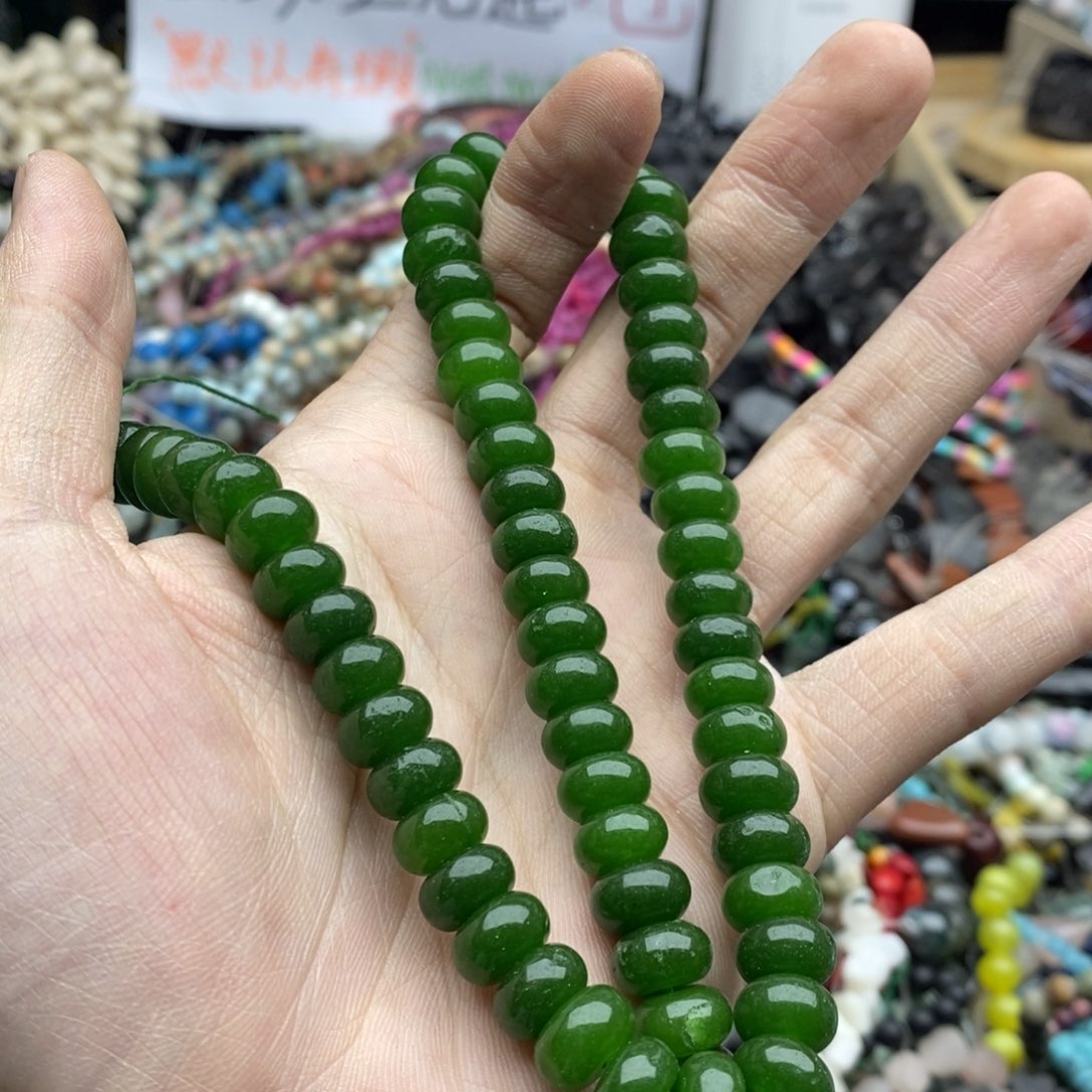 玛瑙/玉髓未镶嵌珠宝半成品一条10mm绿玉髓Q348