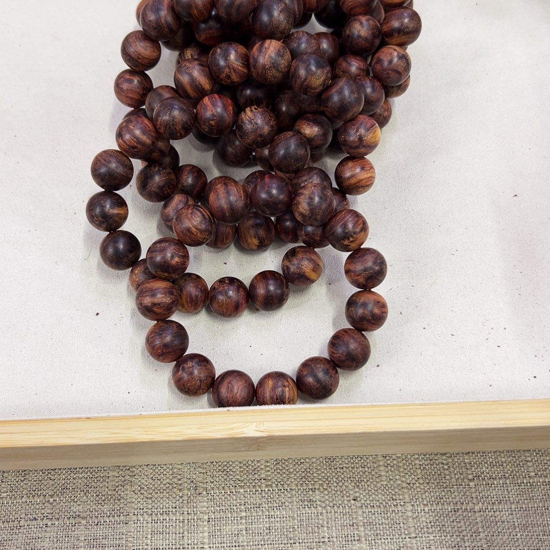 手串/手链黄花梨/降香黄檀15mm圆珠粗抛多彩芝麻