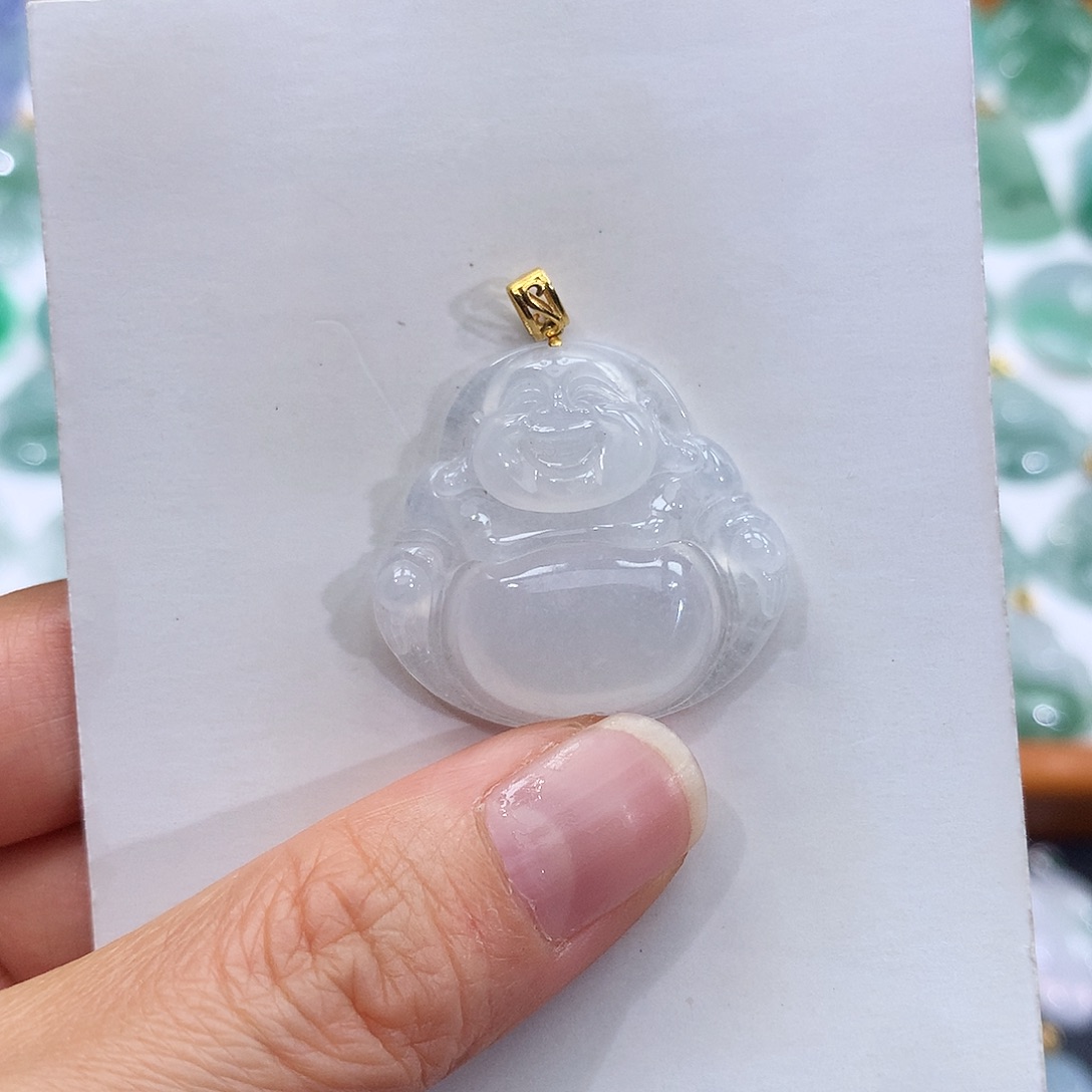 翡翠18K金镶嵌颈饰翡翠吊坠