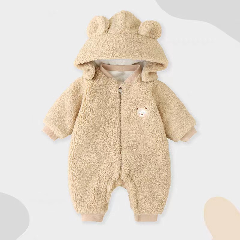 （胖米定制 ） 新生儿连体加厚外出服连帽（帽子可拆卸）