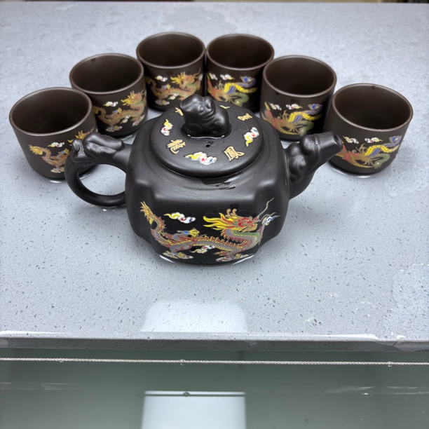 龙凤四方一壶六杯（扳指主人杯)茶具套装