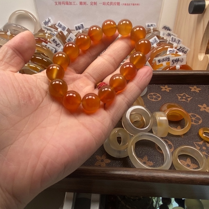 春***雨玛瑙/玉髓未镶嵌戒指