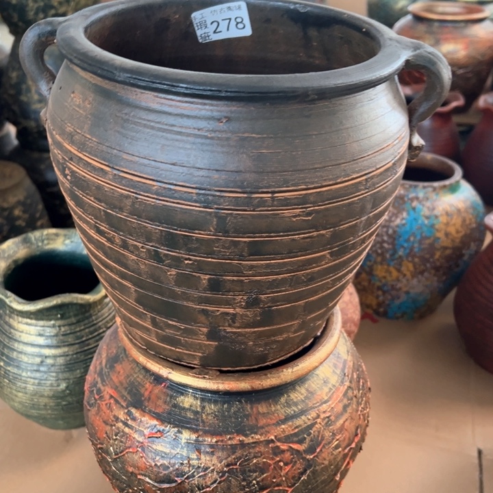 12.9-1瑕疵高20口20耳缸土黄278