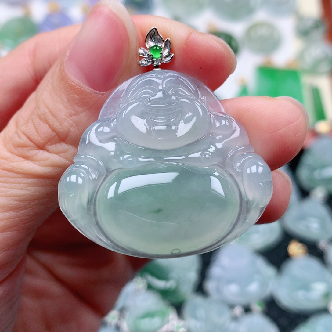 翡翠吊坠(不含链)18K金镶嵌