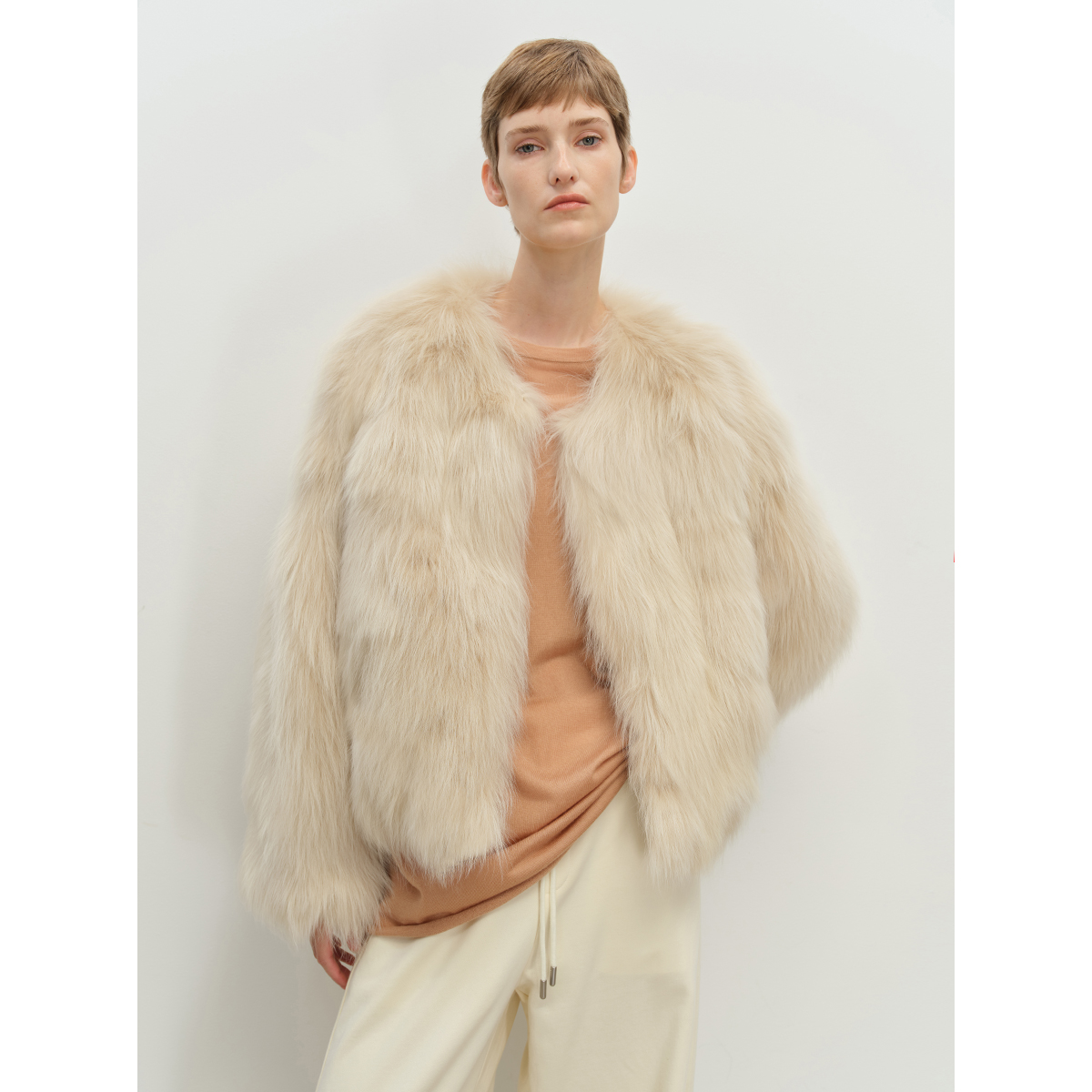 MSBEAST/野兽小姐芬兰SAGA特种银狐坎毛静奢圆领皮草丨梧桐花