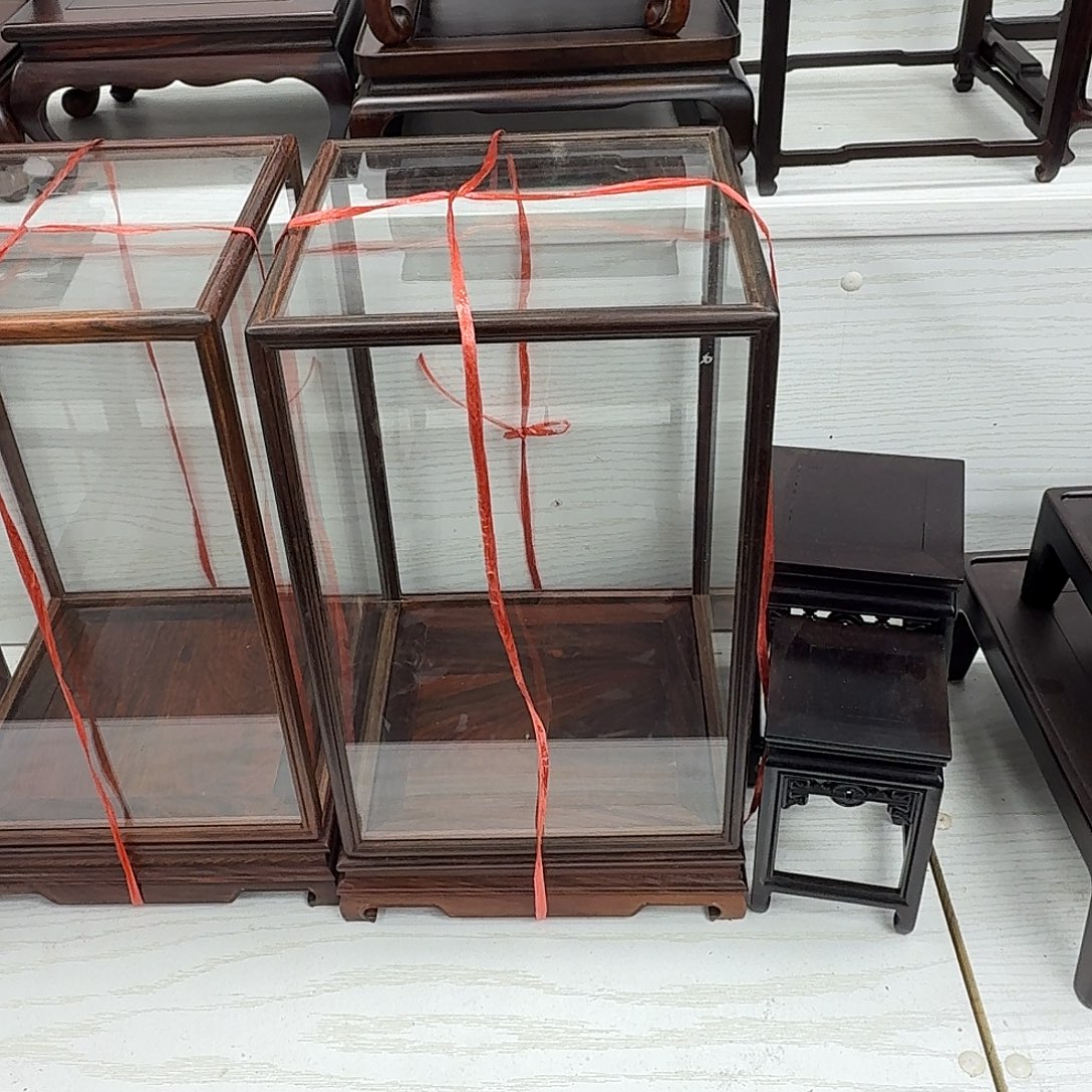 木大红酸枝20正方高30玻璃罩