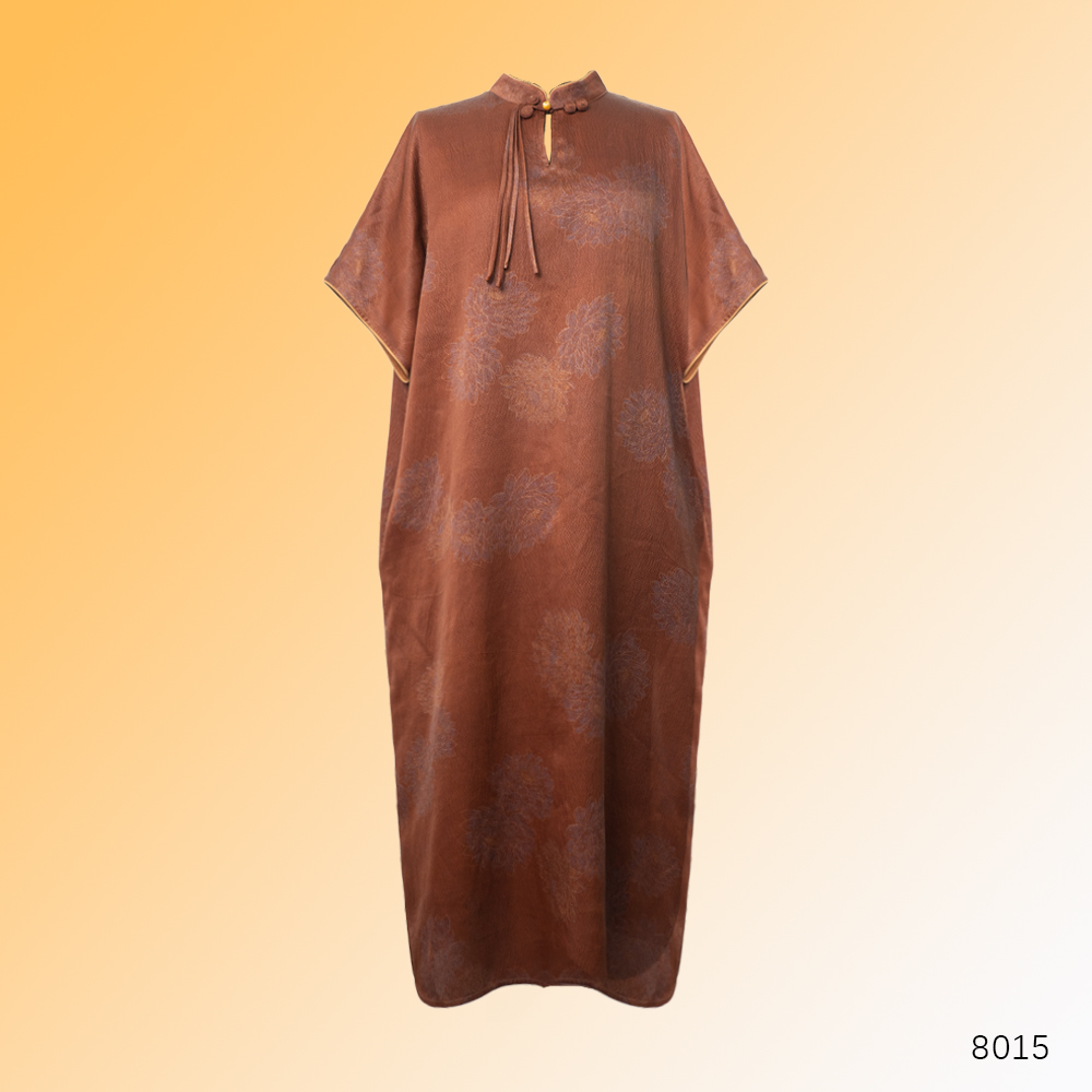 Li 2025新款重缎红云纱提花中式盘扣大袍子连衣裙8015-1