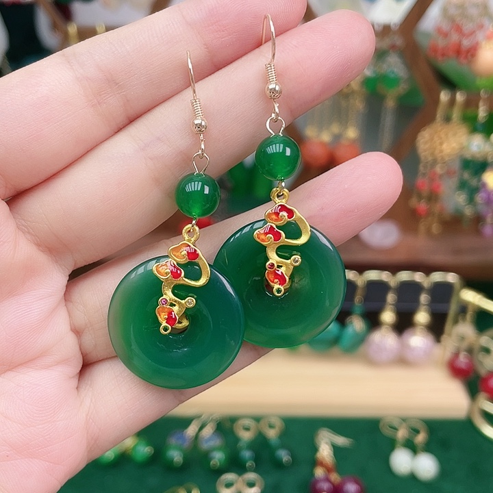 合金耳钉玛瑙/玉髓