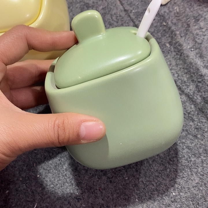 摆件陶绿稀土调料罐