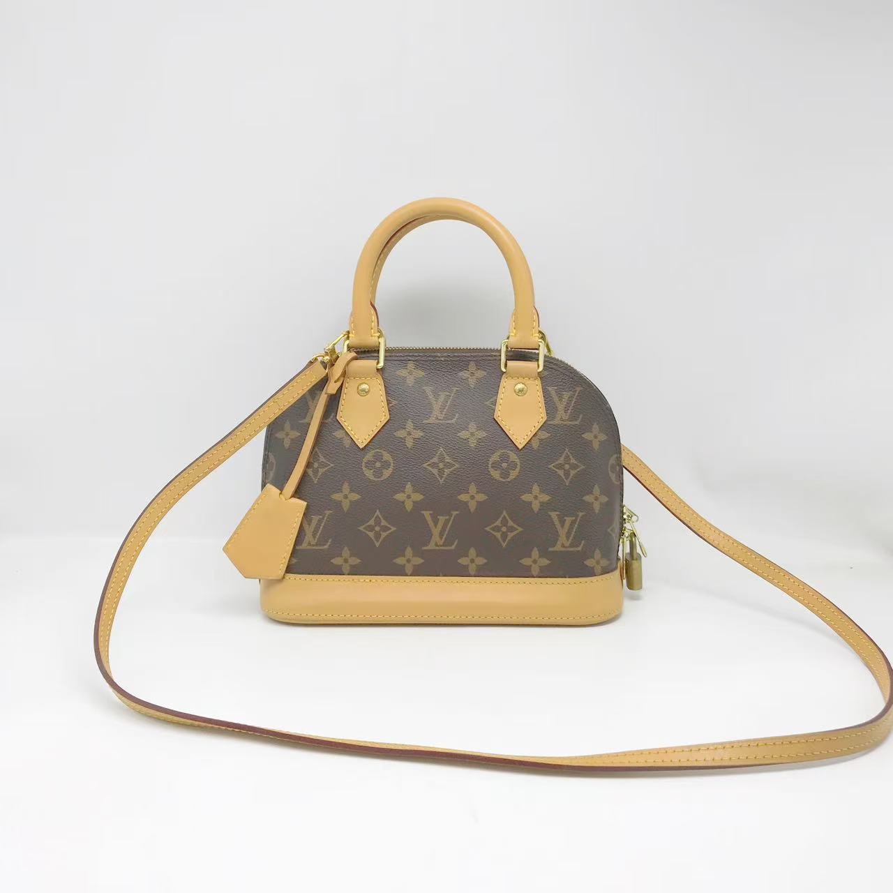 95新 LouisVuitton/路易威登 洋诚二手 LV老花贝壳bb手提斜跨包