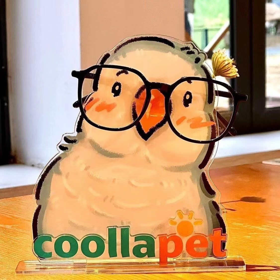 鹦鹉亚克力眼镜架可爱创意高颜值多功能收纳桌面摆件立牌收纳架新