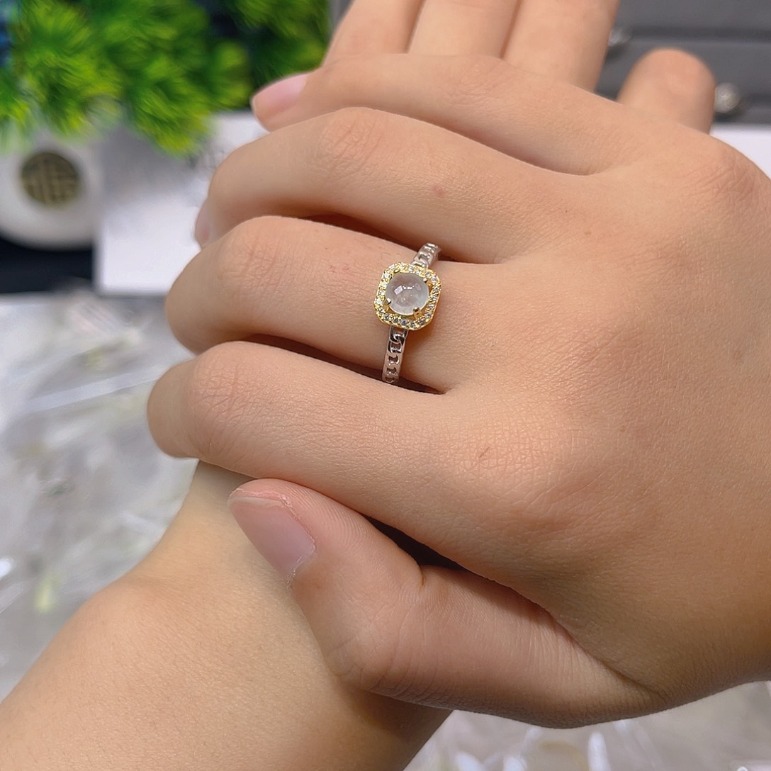 翡翠戒指银S925镶嵌我