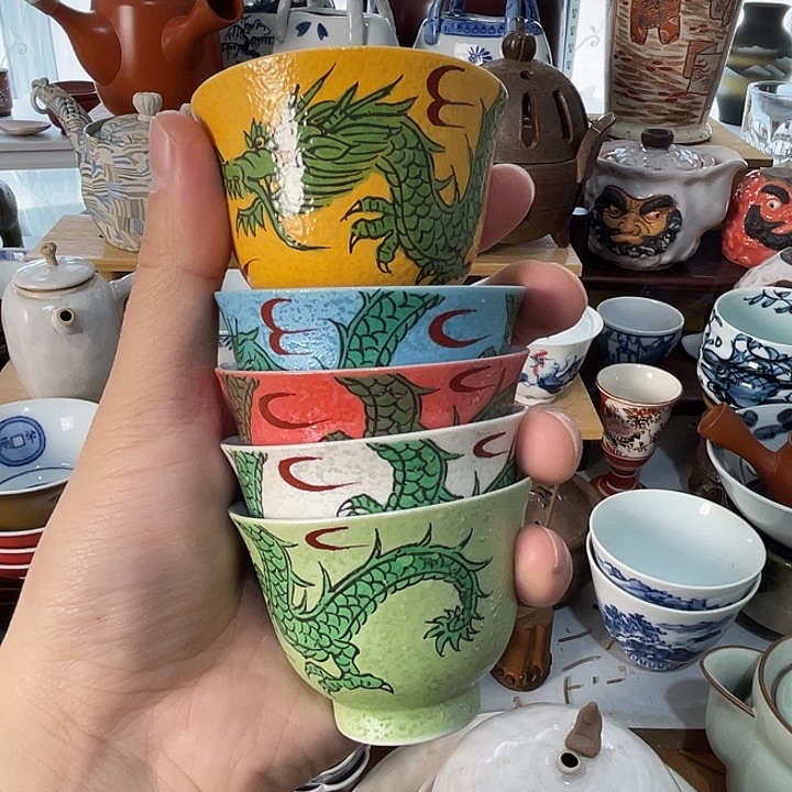 瓷片五个杯子好看的哦