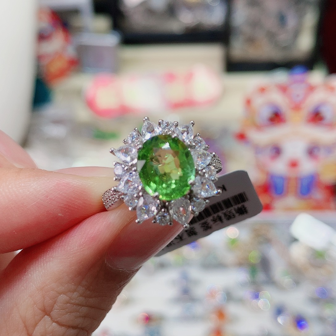 碧玺戒指戒指银S925镶嵌