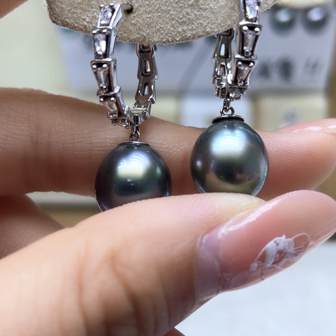 海水珍珠耳饰银S925镶嵌