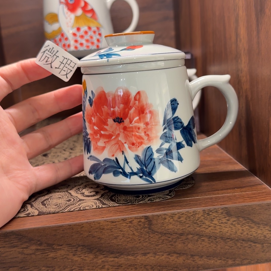 釉下手绘茶具微瑕