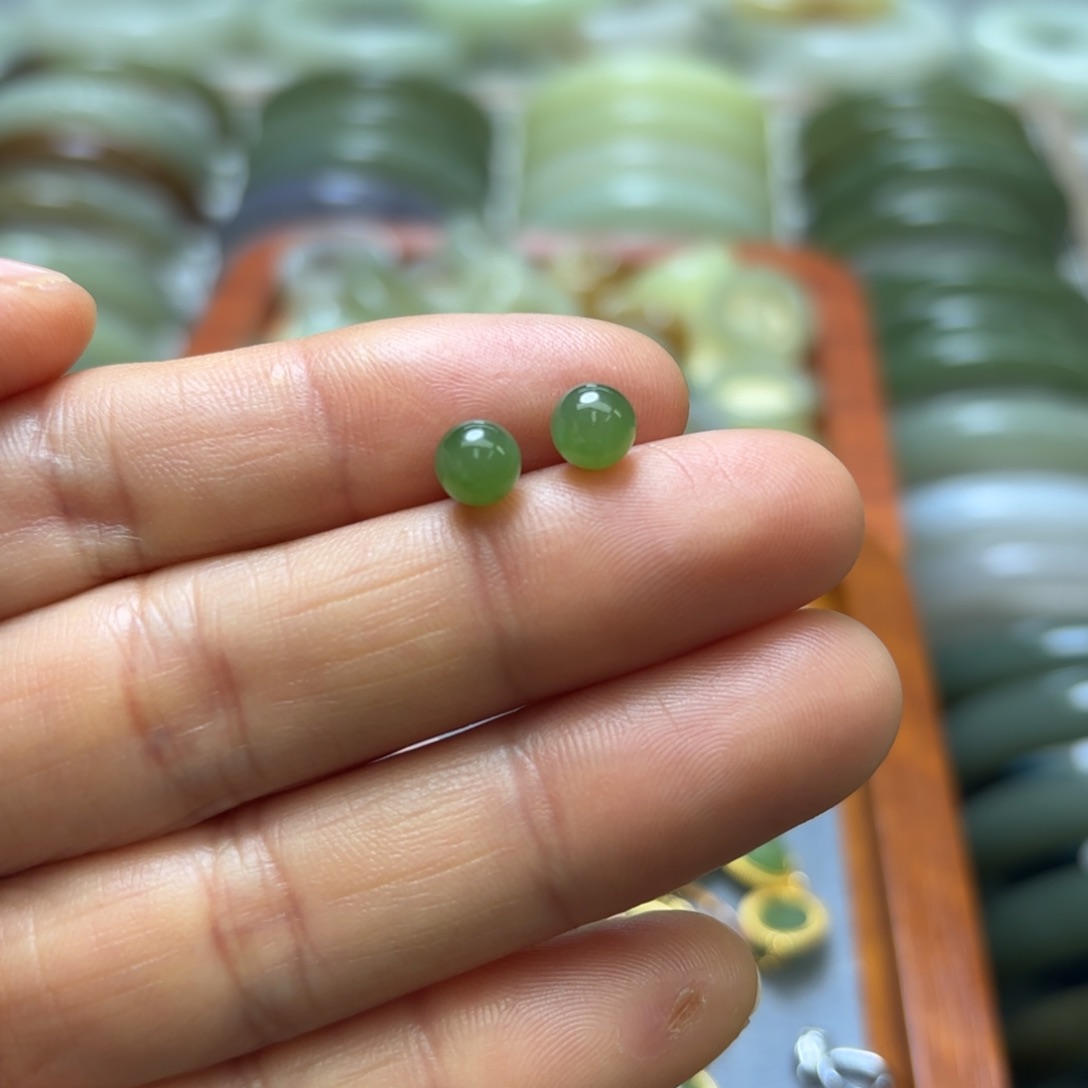 和田玉耳饰银S925镶嵌