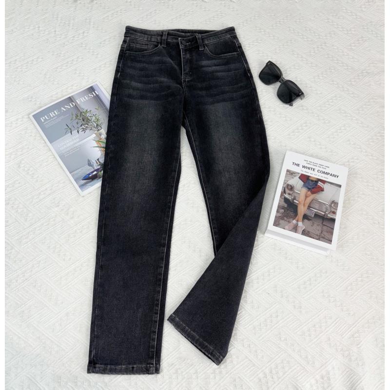 玲姐定制-高腰牛仔裤不规则裤腰设计感小众磨毛小脚裤502118