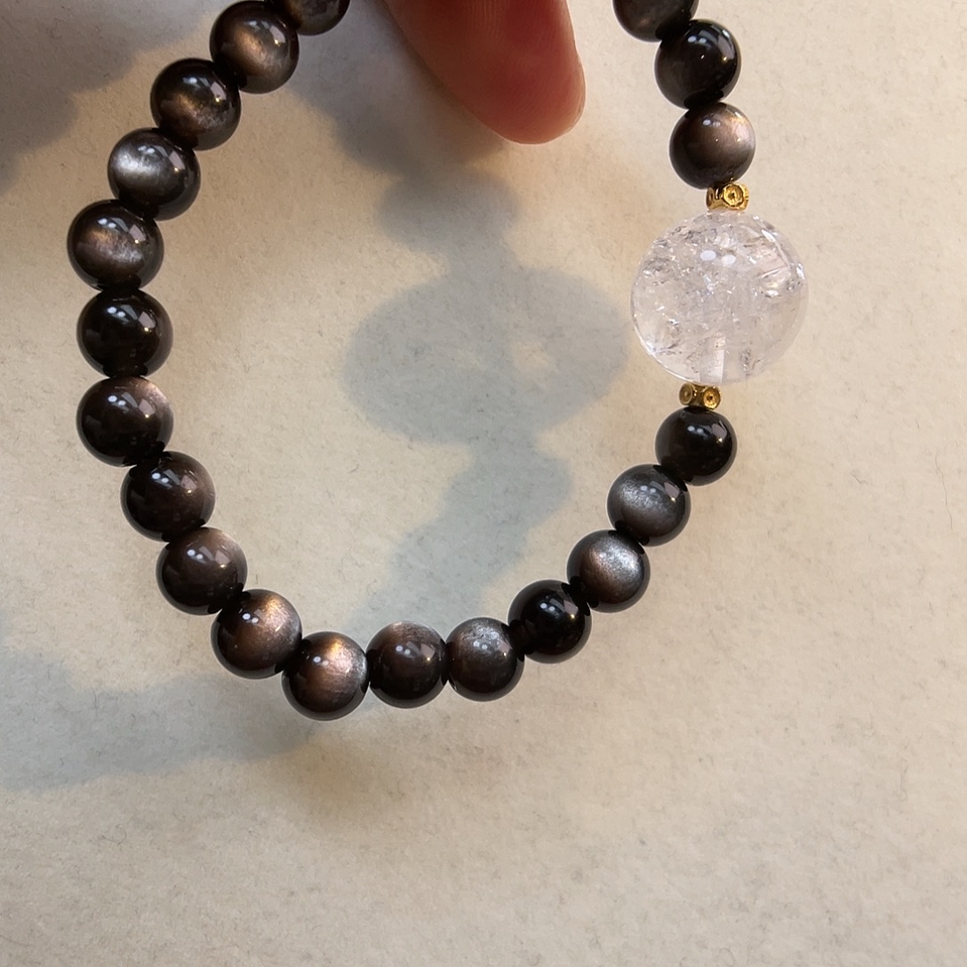 黑曜岩银S925镶嵌手链设计款