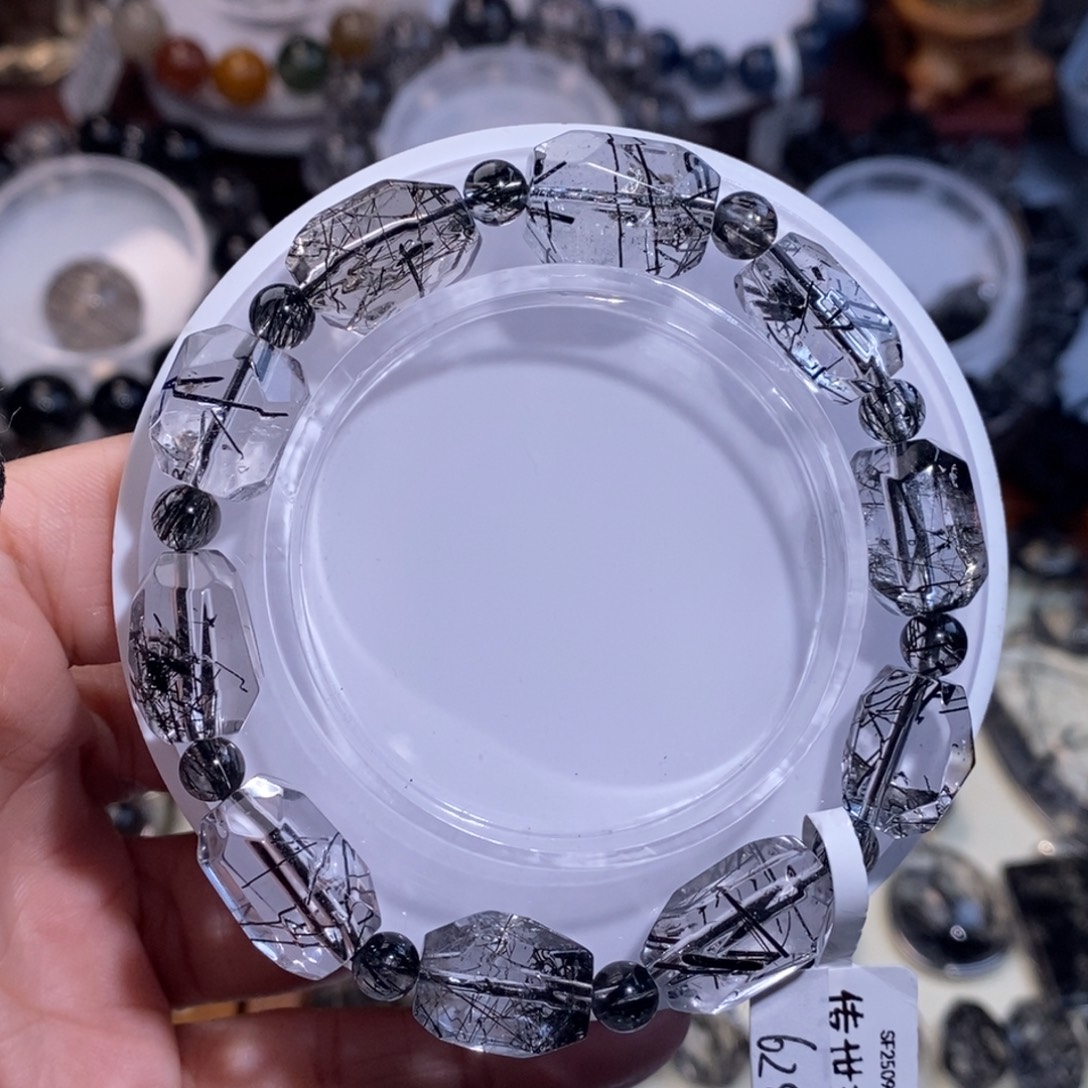 未镶嵌手链水晶黑发晶设计款10.5mm全透体