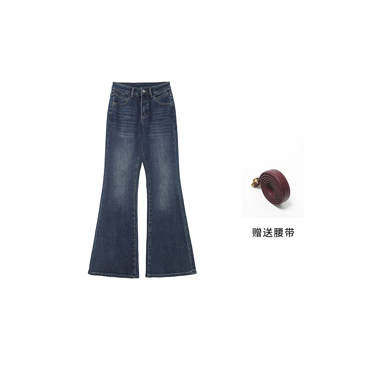 *88微喇喇叭裤修身 中高腰显腿长水洗加绒牛仔裤33157