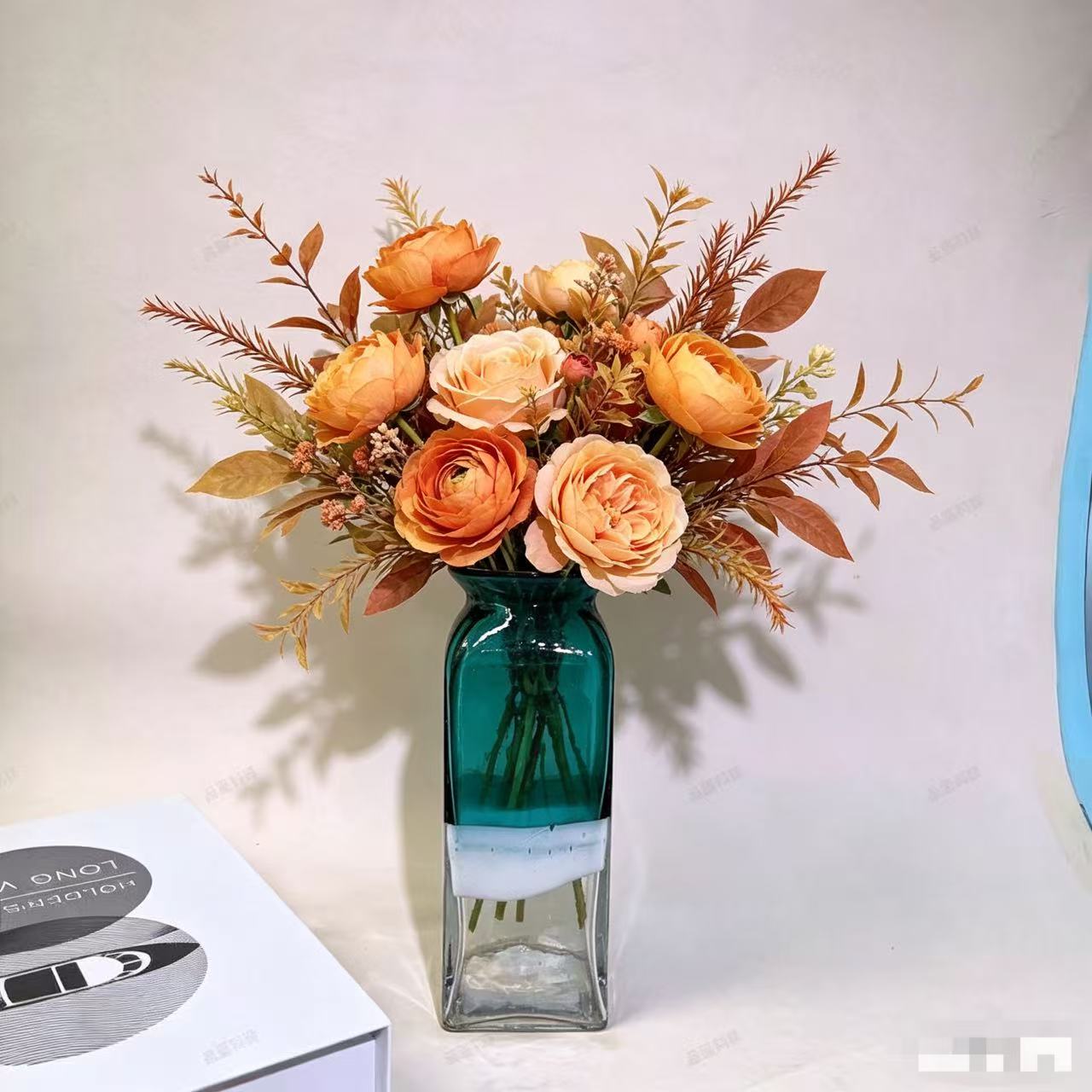 Q114 欧式轻奢不规则琉璃花瓶桌面简约花卉装饰品花器