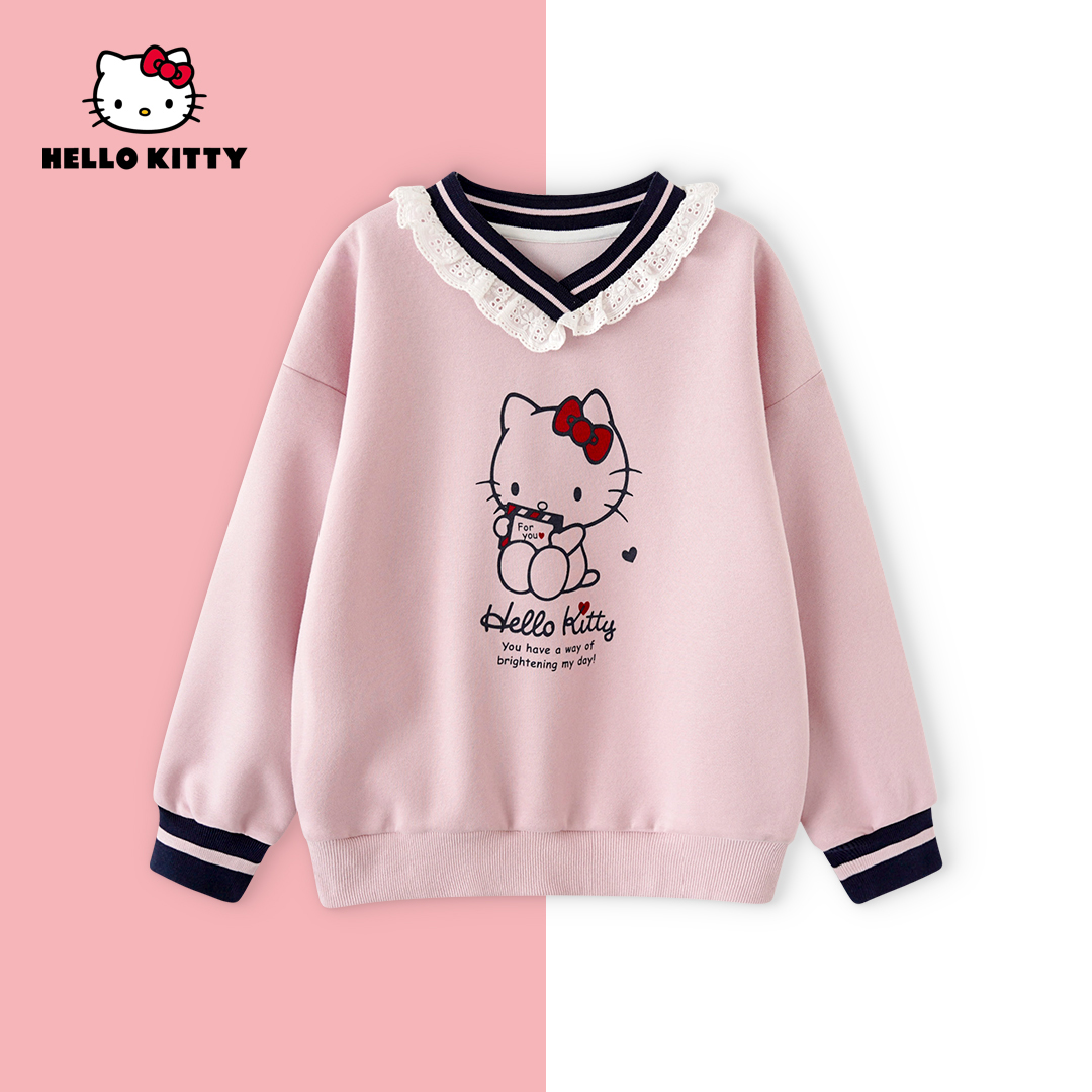 HelloKitty秋季新款女童休闲百搭上衣女宝撞色卫衣AC5323ZC395 KT