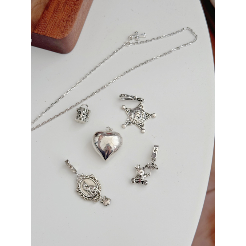 吊坠925银链子925银坠链均925银 925银银制品 9991白金色重工老花