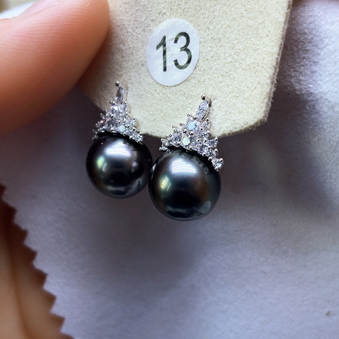 海水珍珠耳饰银S925镶嵌