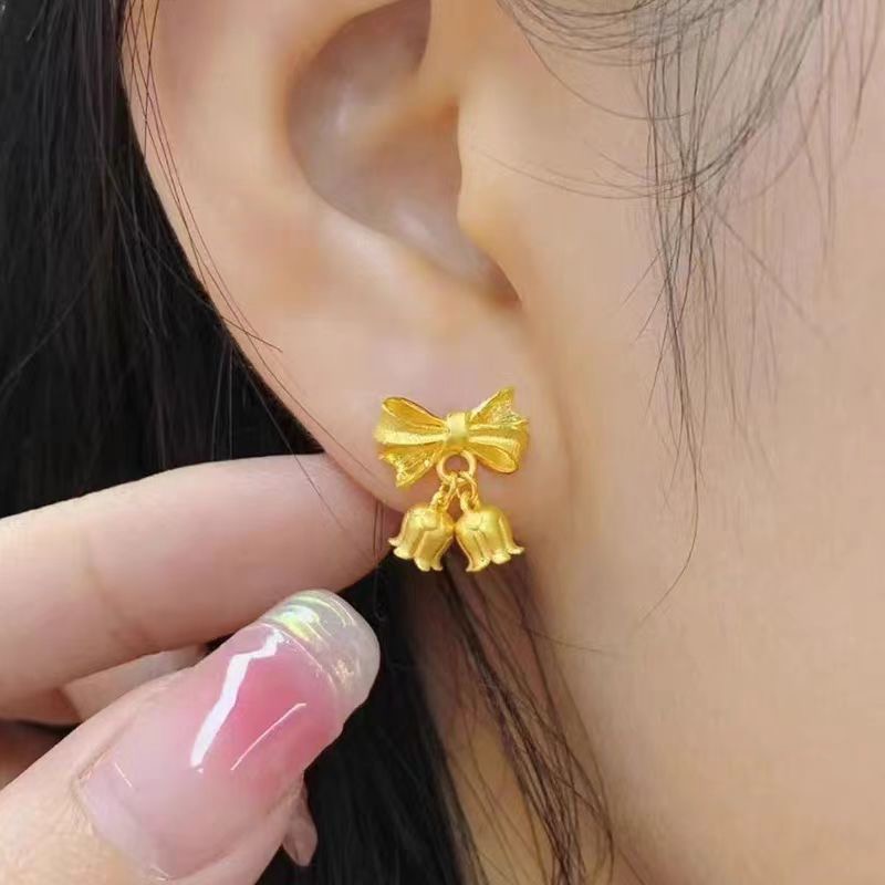 合金耳饰 蝴蝶结铃兰花耳钉