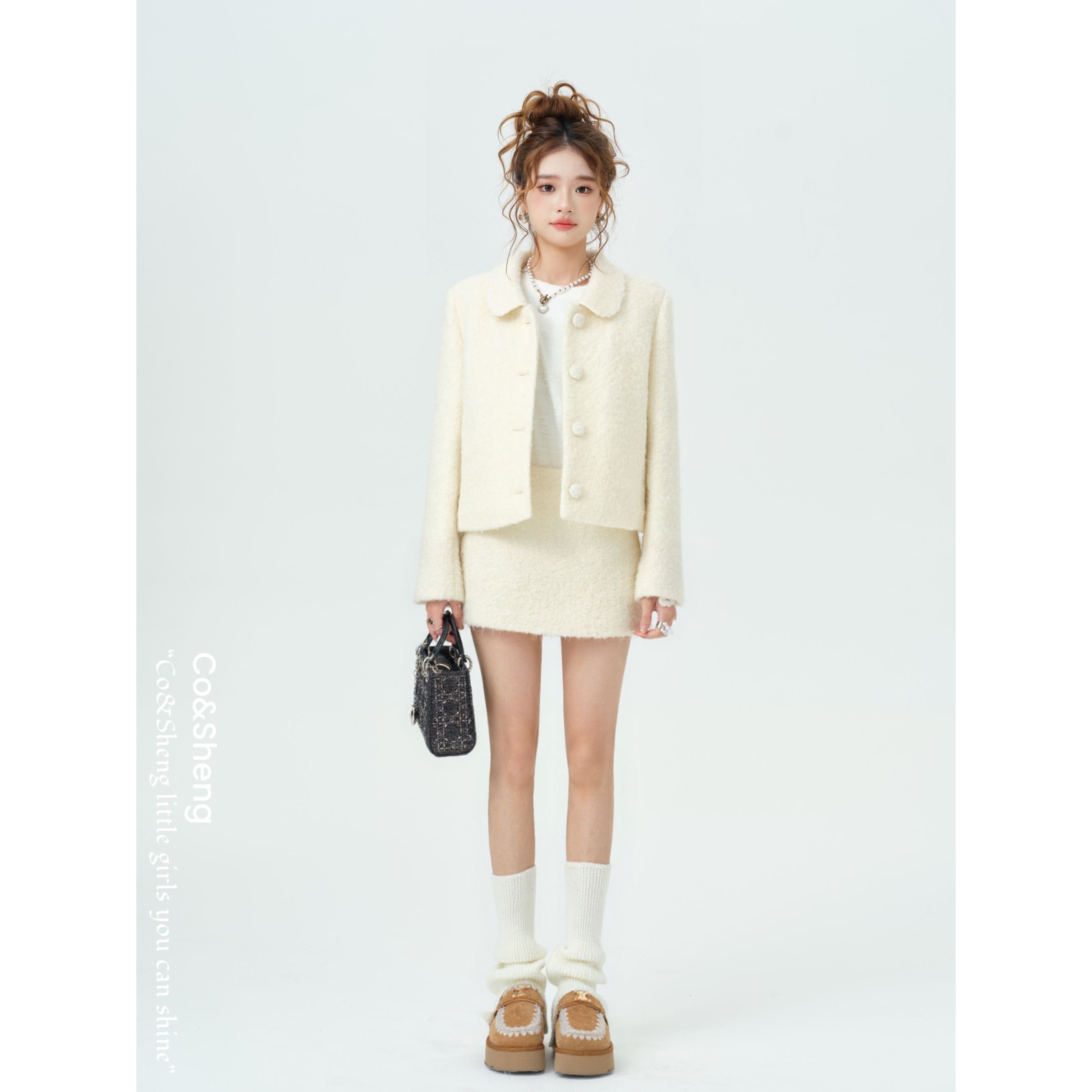 圈迹灵绒/Co&Sheng重生小个子羊毛圈圈绒毛呢纯色休闲经典女款