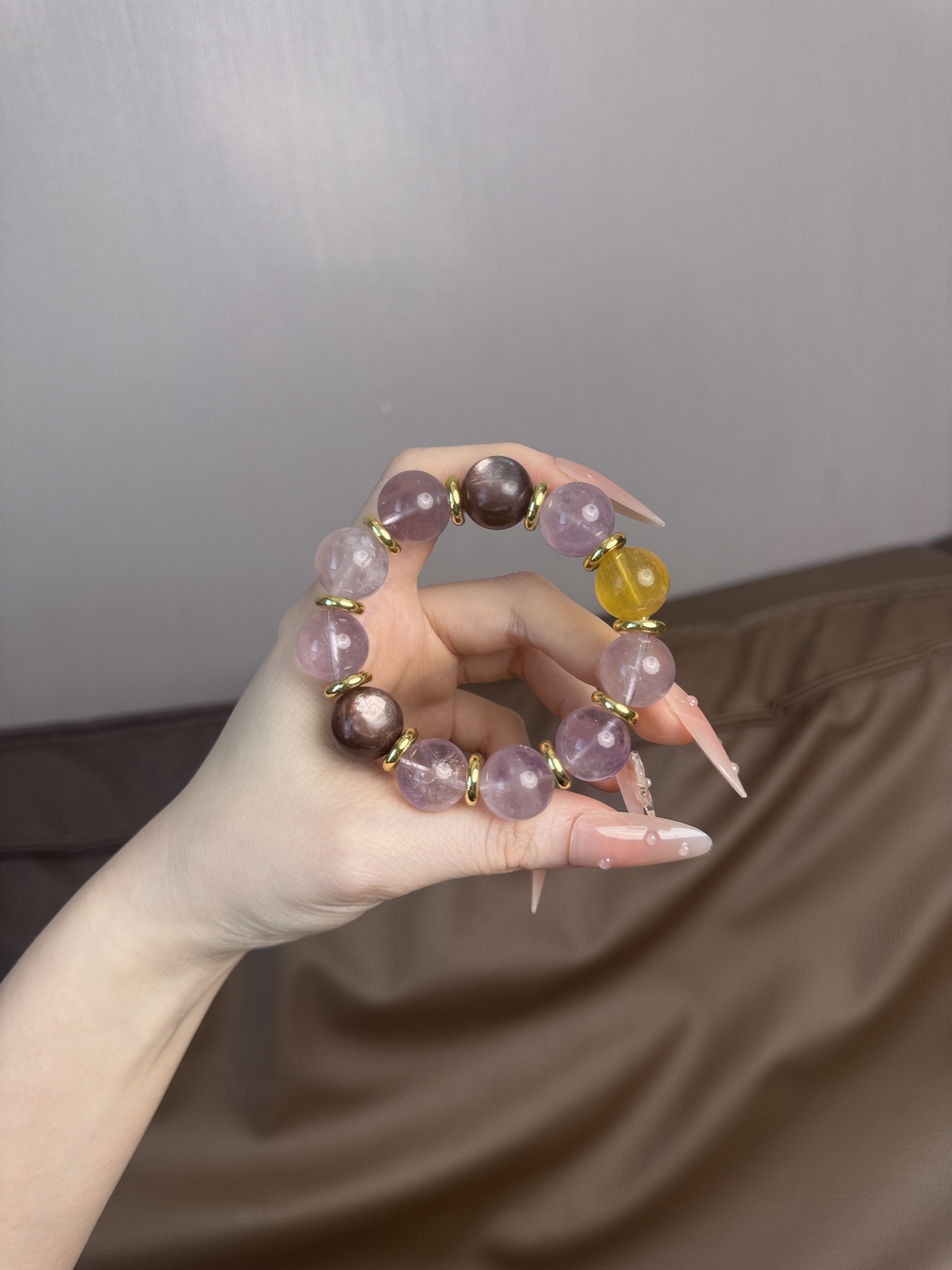 卡14紫水搭配棕云母黄萤石