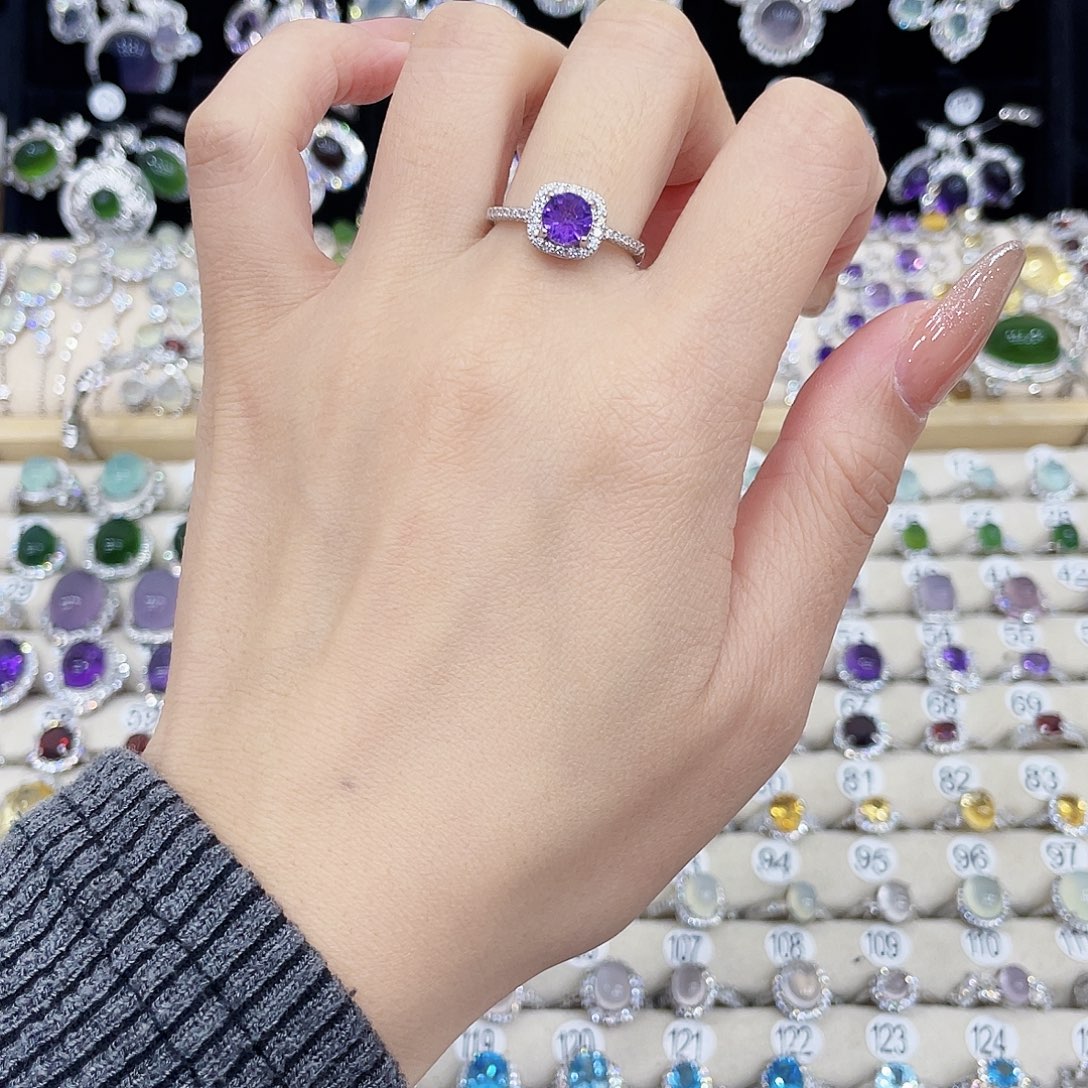 紫晶银S925镶嵌戒指