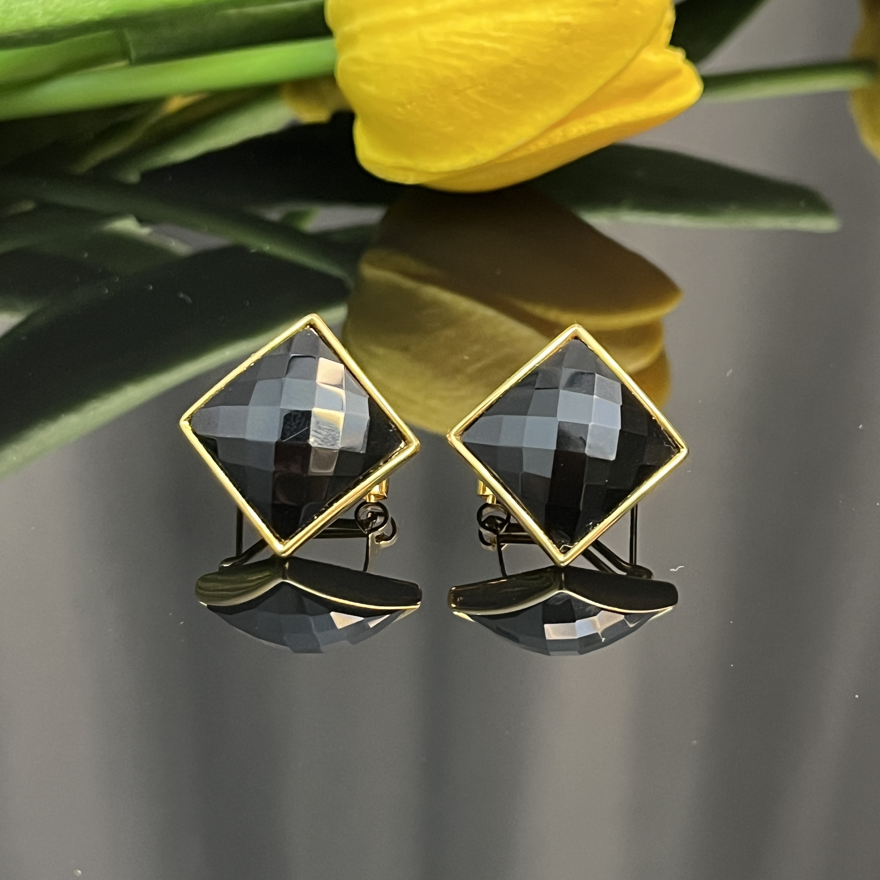 铜合金耳饰 黑色简约几何中国风耳钉欧美风气质复古女小众