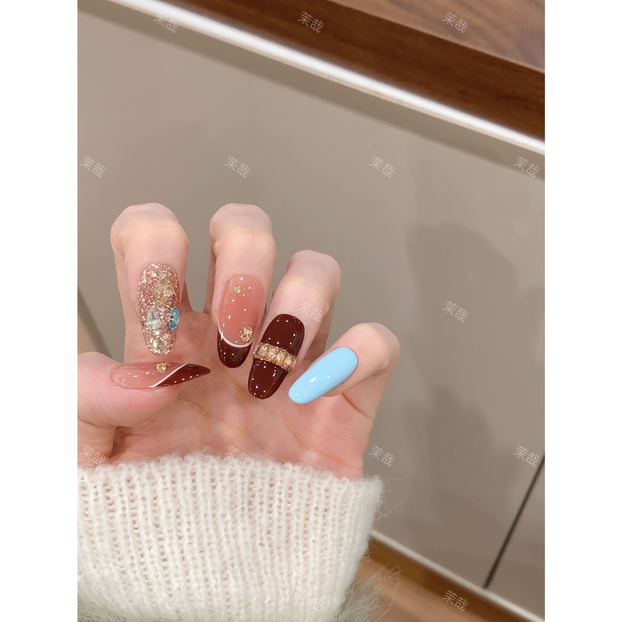 茉哉III【秋日物语】纯手工定制美甲拆卸穿戴甲A5315