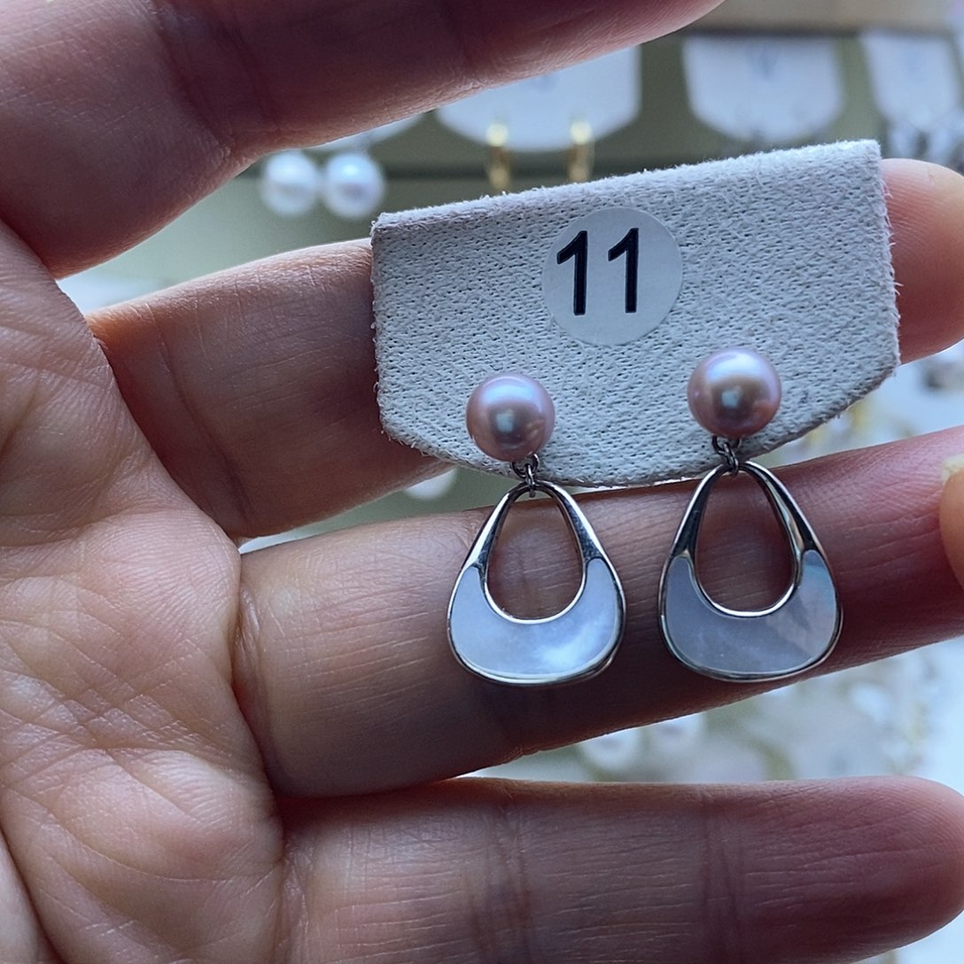 淡水珍珠耳饰银S925镶嵌