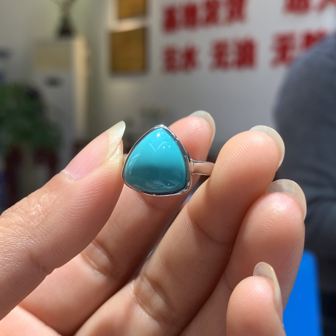银S925镶嵌绿松石戒指