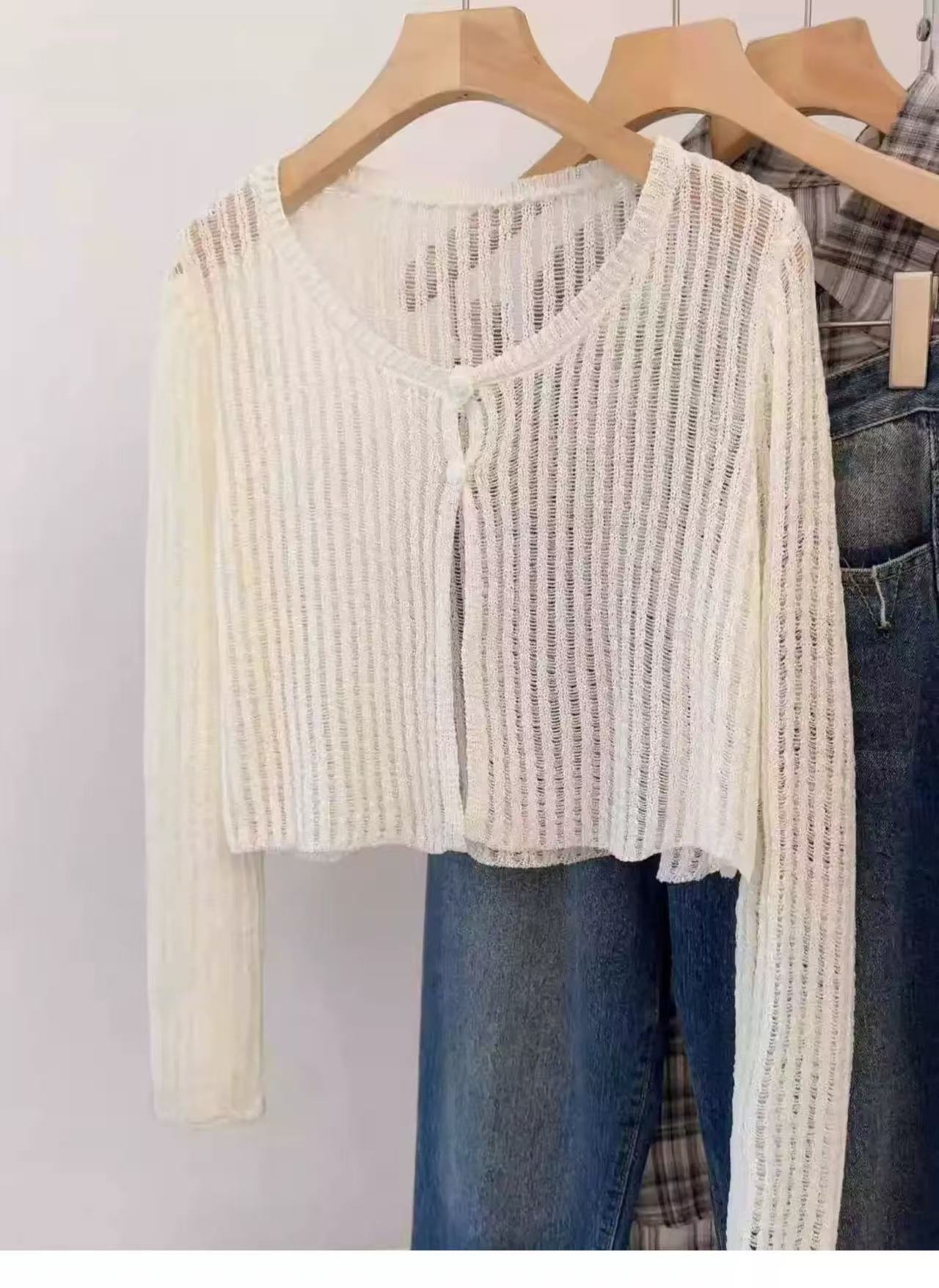 夏季薄款吊带裙外搭防晒衫长袖披肩上衣