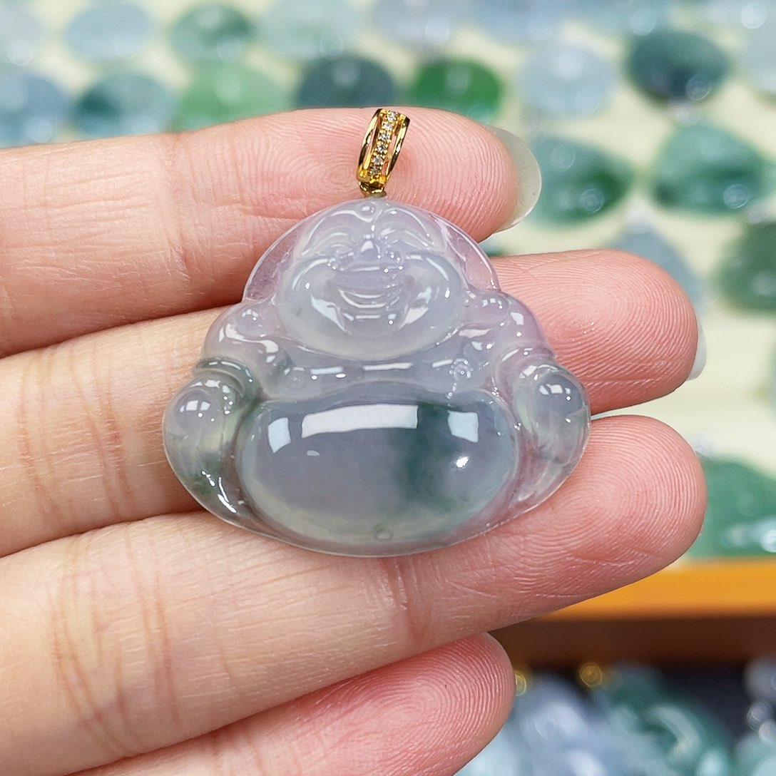 翡翠颈饰18K金镶嵌吊坠