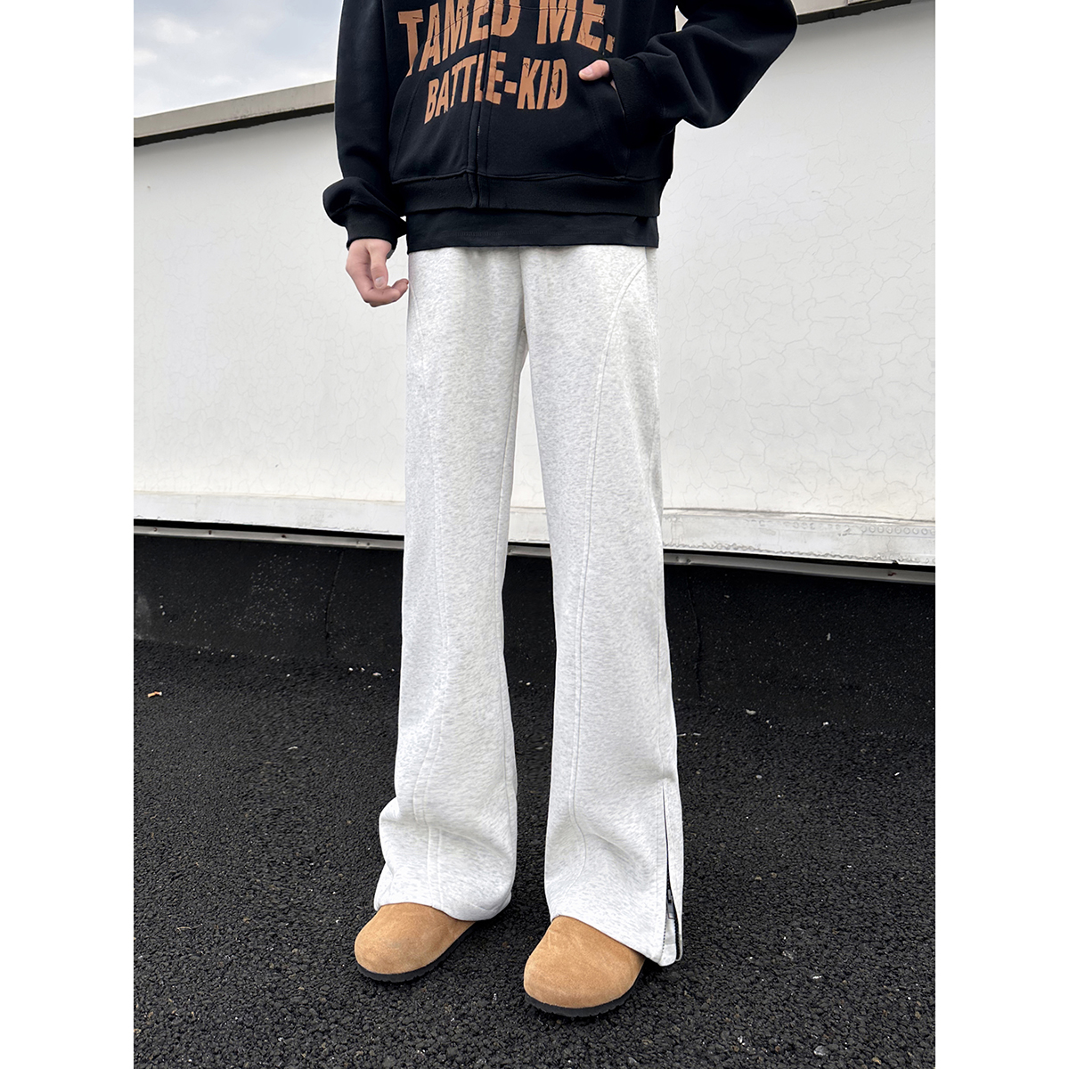 K166 春季新品拉链设计美式斜切弯刀卫裤休闲裤长裤