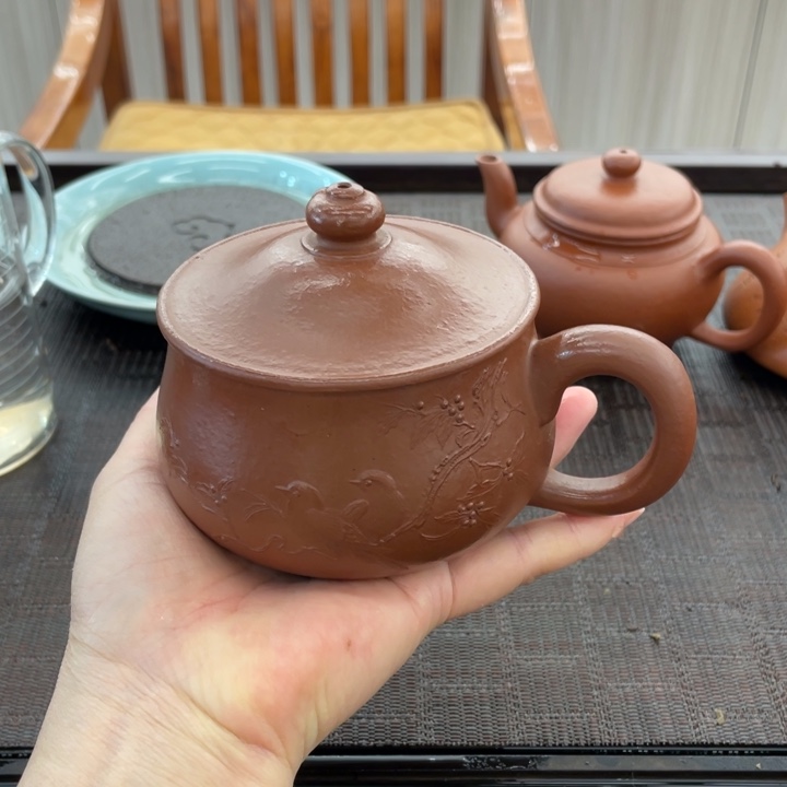 朱泥茶壶小煤朱手工制作堆绘工艺