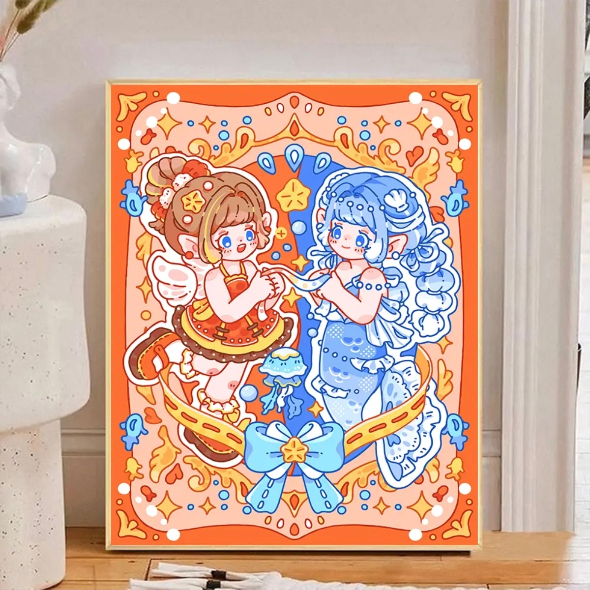 【人鱼系列合集】豆豆老师插画 DIY数字油画解压填色丙烯手工装饰画