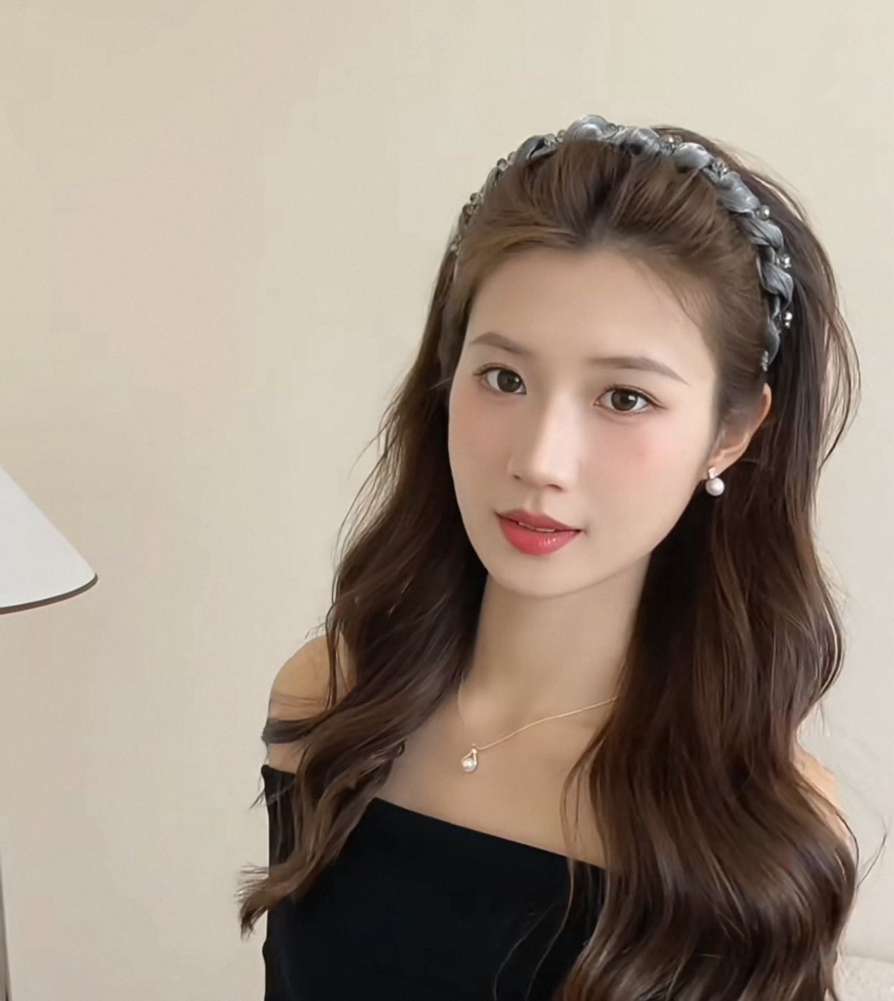 小香风带钻网纱发箍